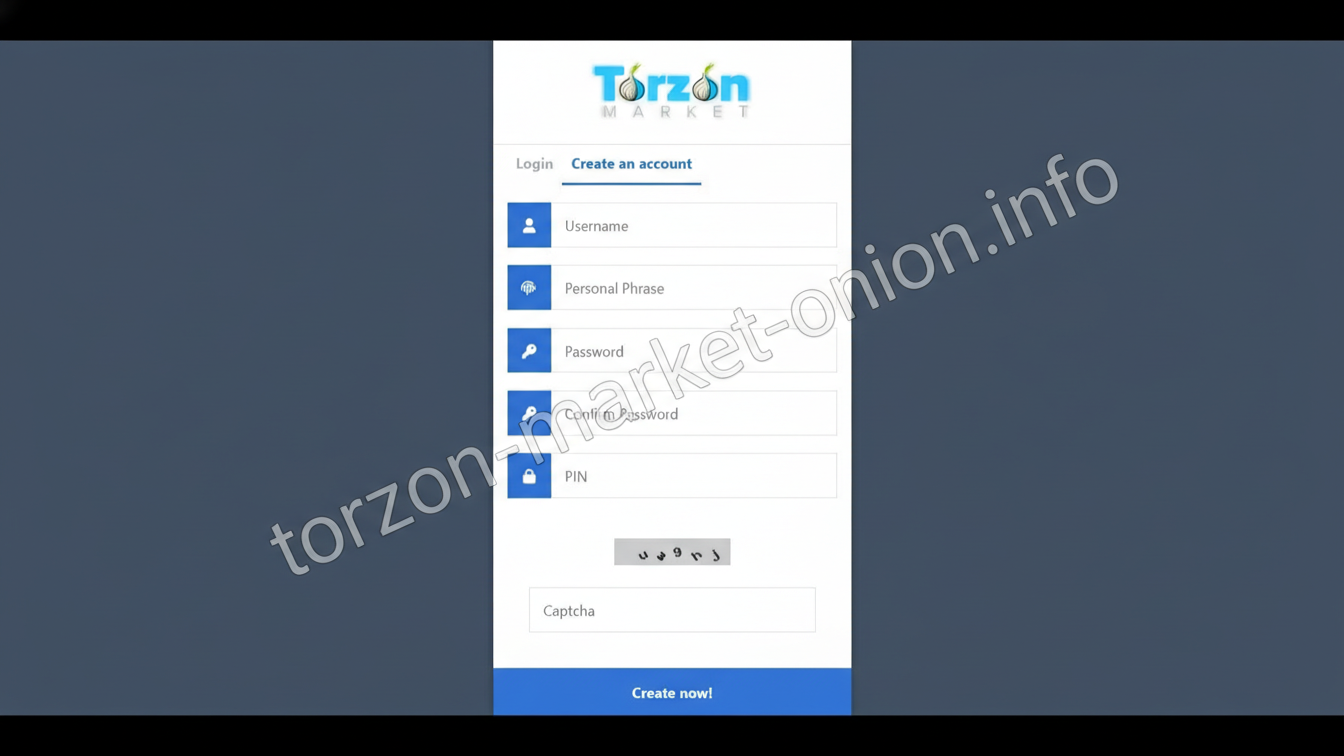 Torzon Market Create Account Interface